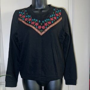 Embroidered Black Women's Sweatshirt